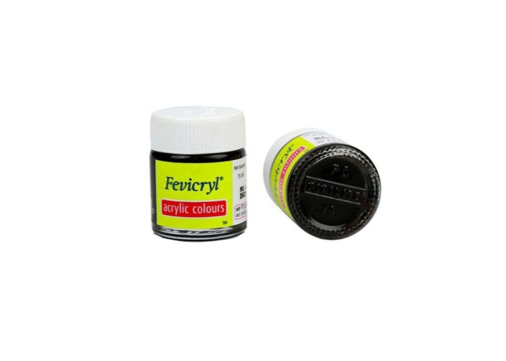 FEVICRYL Acrylic Colour - Black 15ml 15Pcs Box