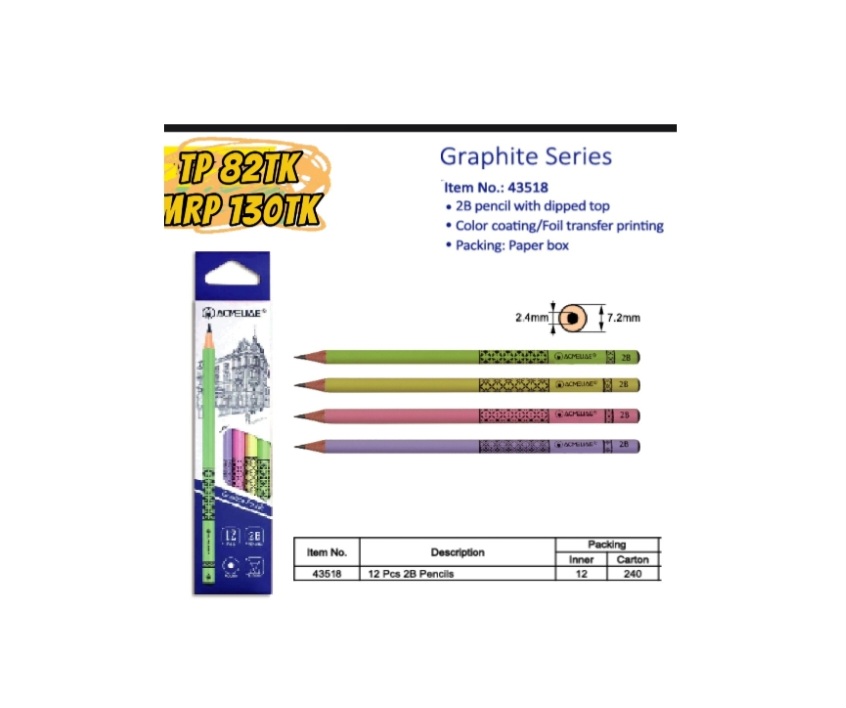 ACMELIAE PENCIL 2B NO 43518. 82Tk DOZEN